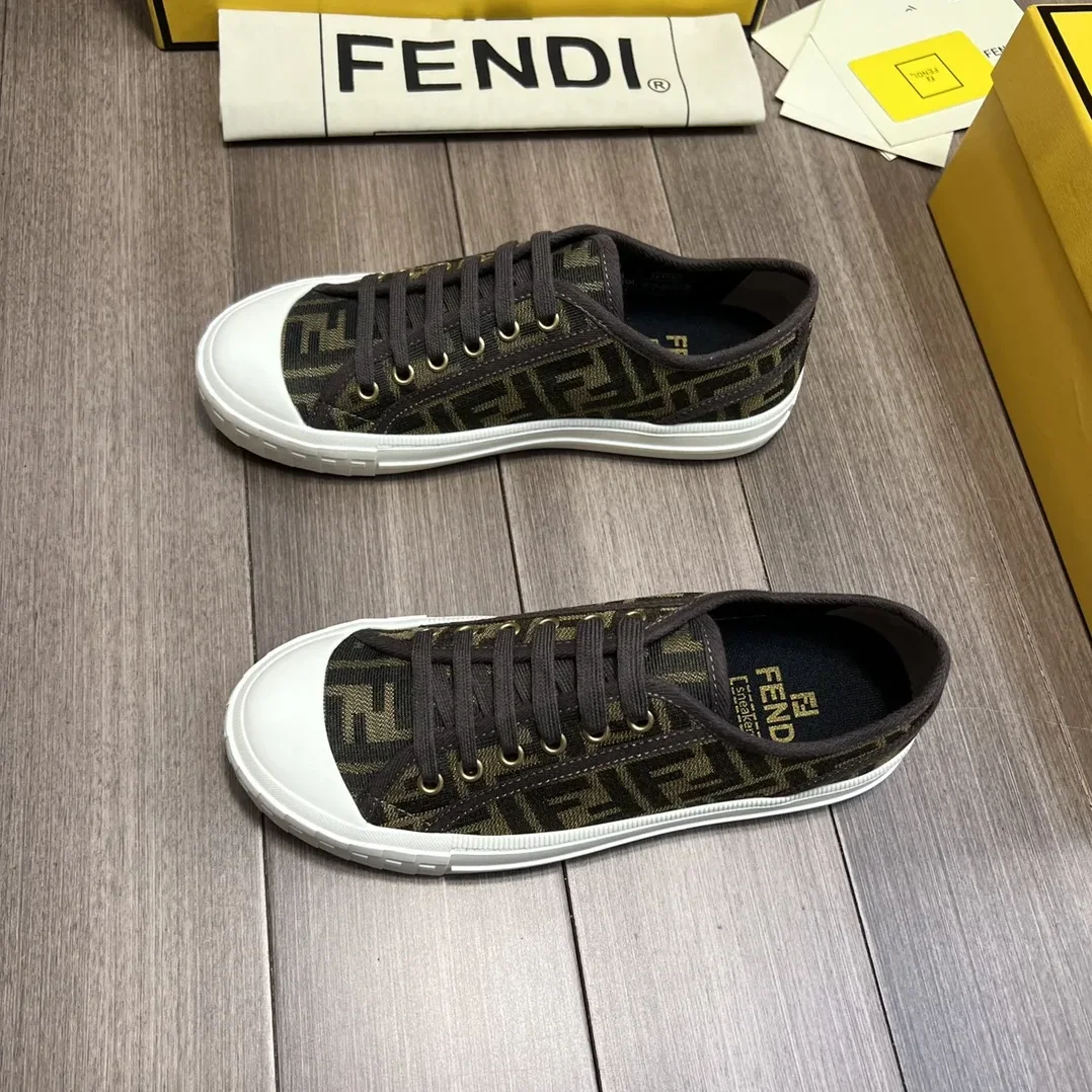 Fendi FD Domino Fabric Low-Tops Sneakers Brown 7E1553AJZXF0R7V Fendi FD Domino Fabric Low-Tops Sneakers Brown 7E1553AJZXF0R7V