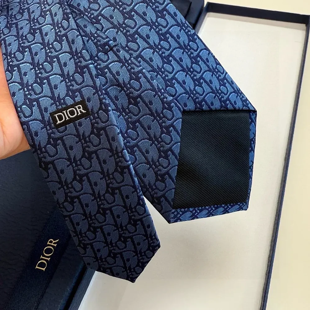 Dior Oblique Tie Blue and Black Silk for Men Dior Oblique Tie Blue and Black Silk for Men