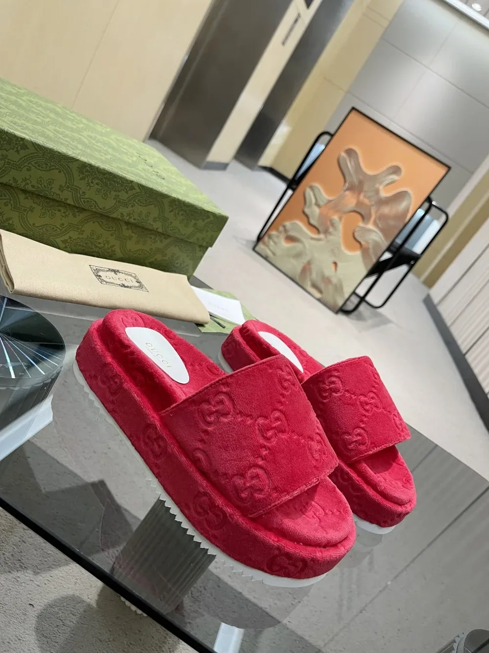 Gucci GG Platform Sandal Red for Women