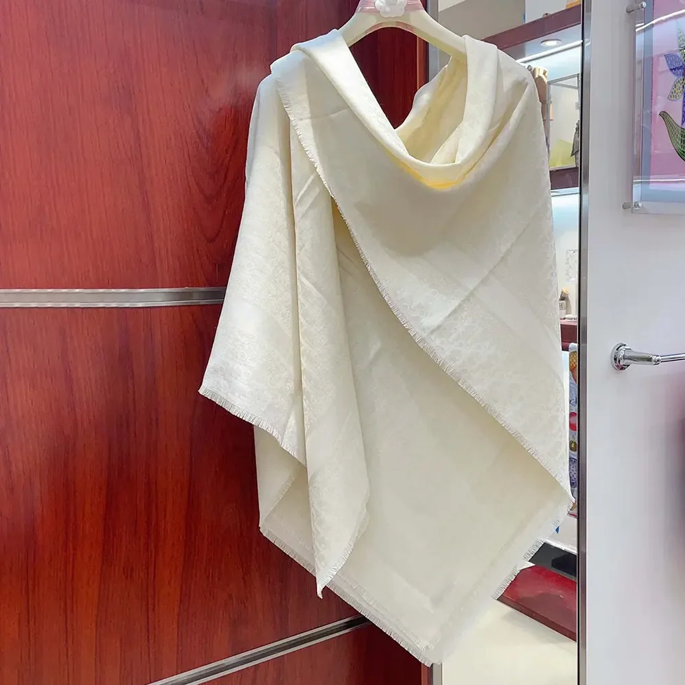Dior Oblique Shawl White Wool Silk and Cashmere for Unisex
