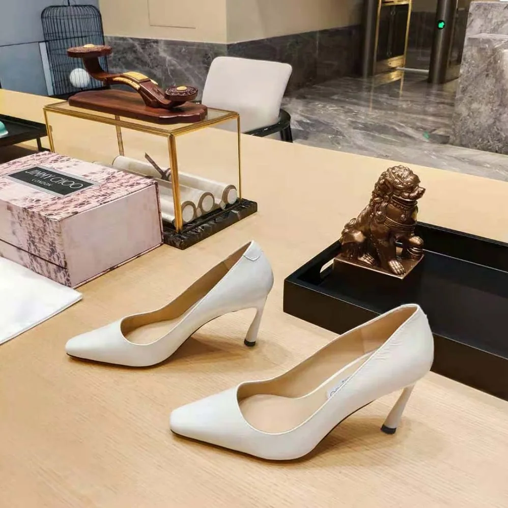 Jimmy Choo Brittany 100 White Naplack Pumps with Angled Heel for Women Jimmy Choo Brittany 100 White Naplack Pumps with Angled Heel for Women