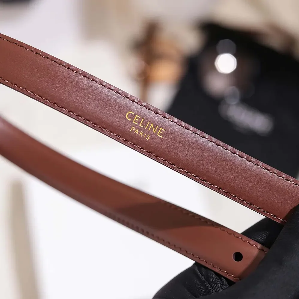 Celine Vivienne Belt 25Mm In Taurillon Leather for Women in Dark Brown