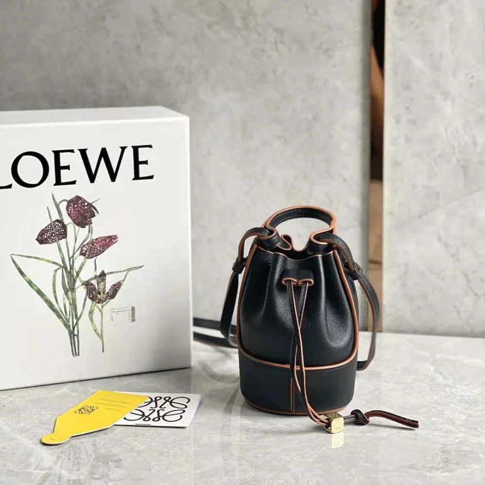 Loewe Nano Balloon Bag in Nappa and Calfskin for Women in Black Loewe Nano Balloon Bag in Nappa and Calfskin for Women in Black