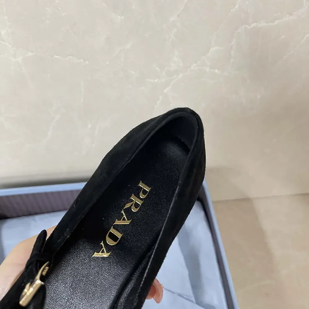 Prada Suede Ballerinas for Women in Black