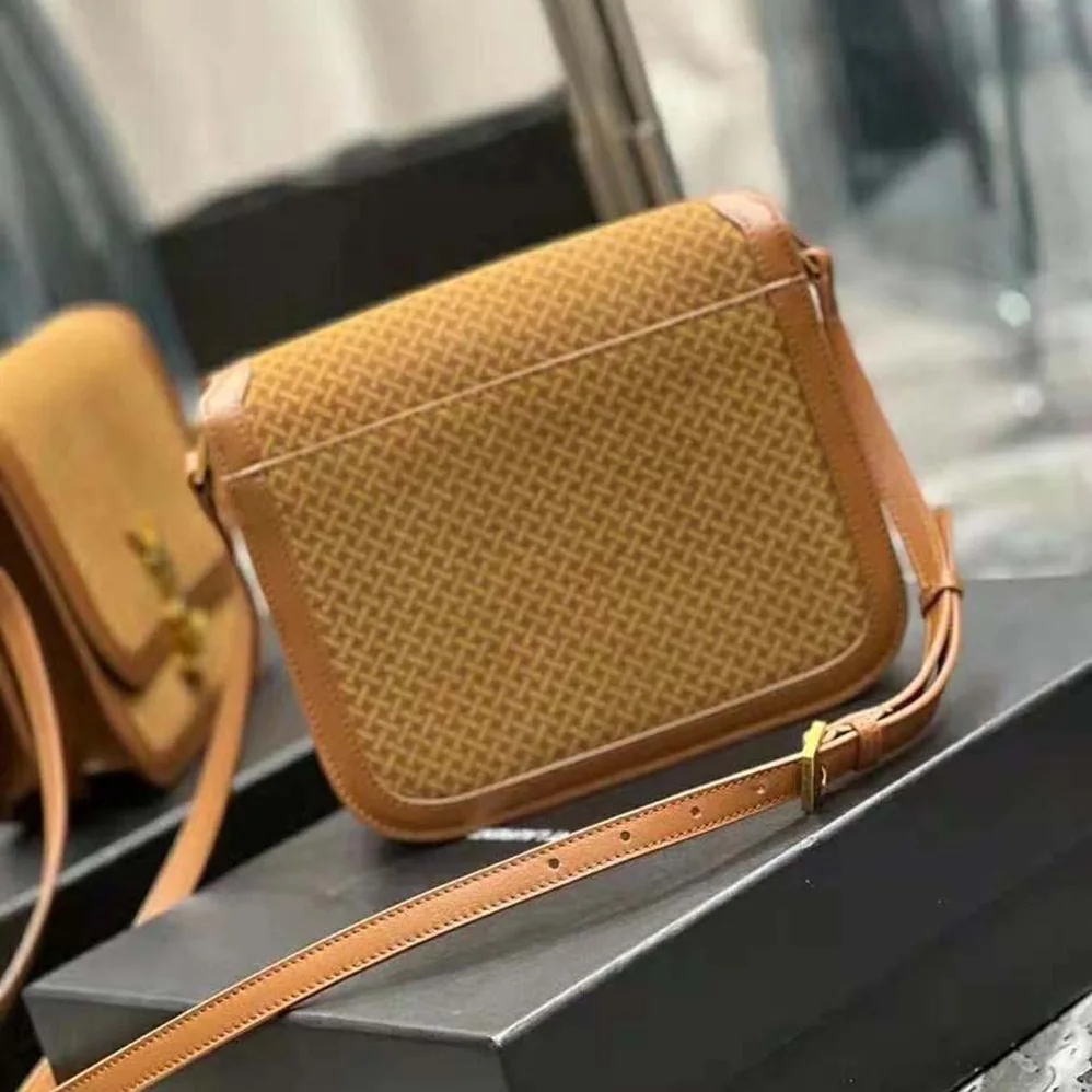Saint Laurent YSL Solferino Medium Satchel in Leather and a Braided Suede Print for Women Saint Laurent YSL Solferino Medium Satchel in Leather and a Braided Suede Print for Women