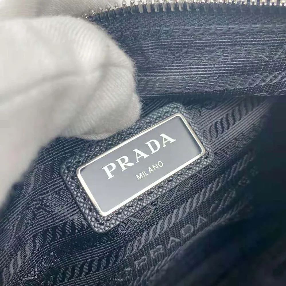 Prada Nylon Cross-Body Bag with External Zipper Pocket for Men in Black