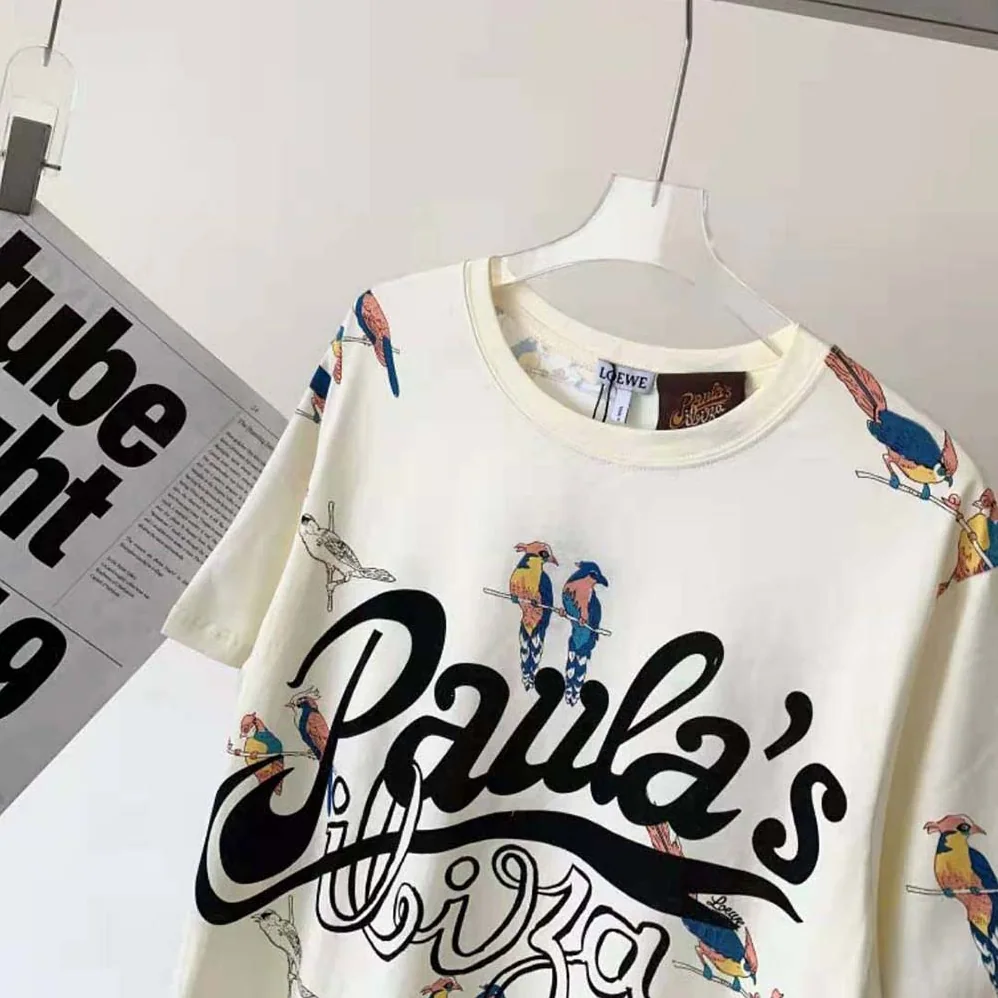 Loewe Parrot Print T-shirt in Cotton for Women in Beige Loewe Parrot Print T-shirt in Cotton for Women in Beige