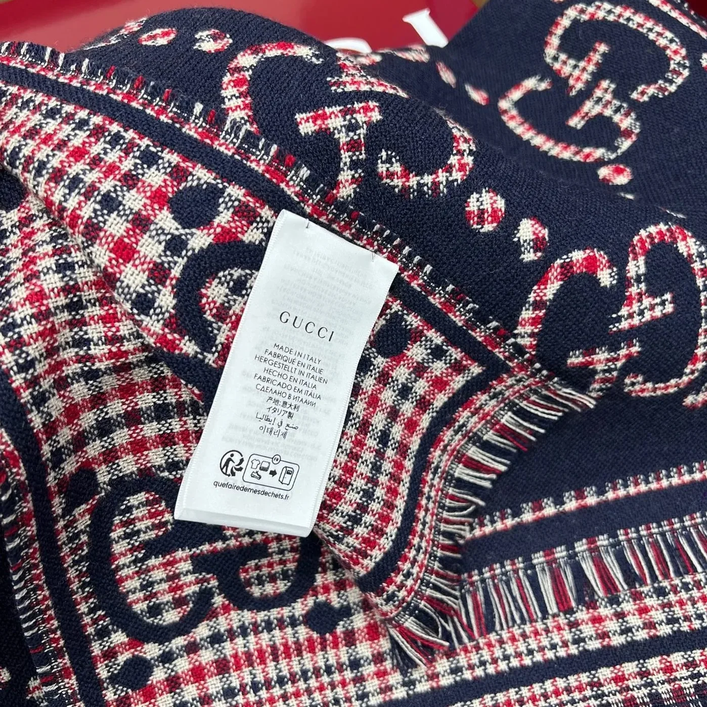 Gucci GG Scarf Navy And Red / Gucci GG Scarf Navy And Red /
