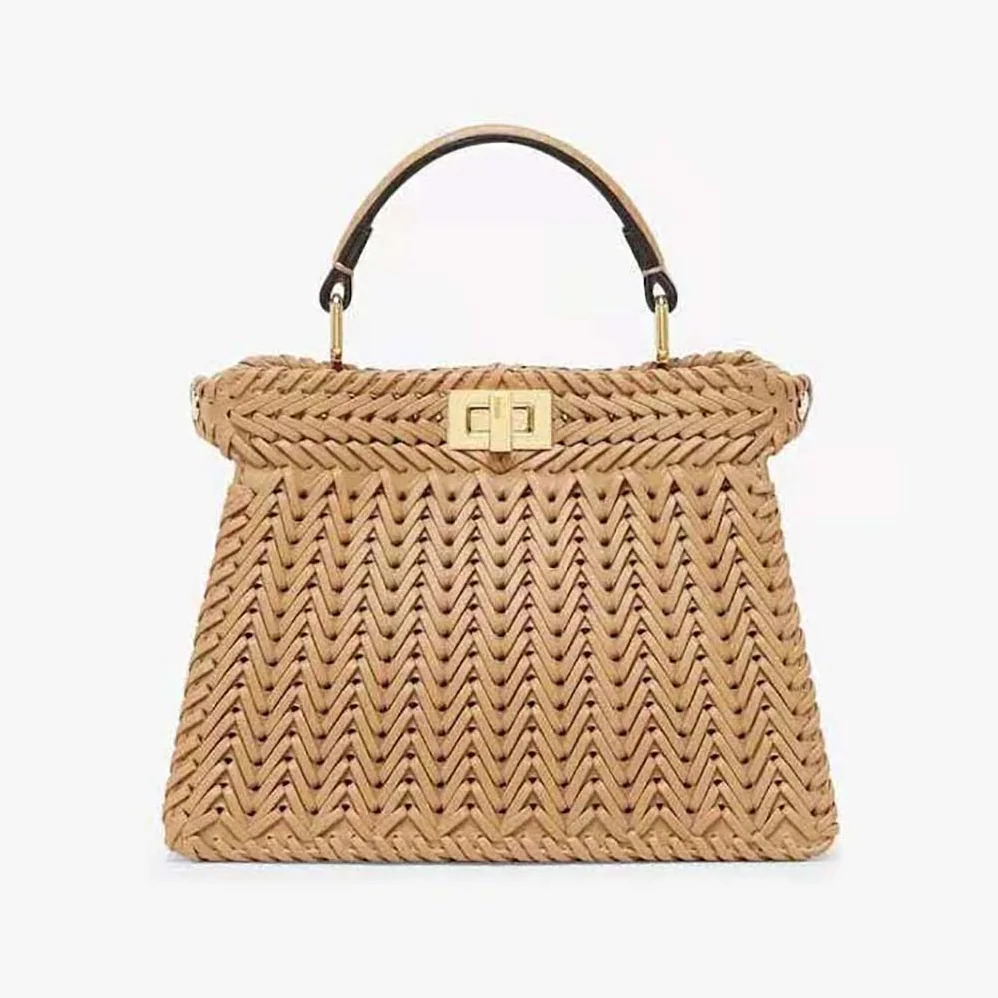 Fendi Peekaboo ISeeU Petite Brown Padded Calfskin Leather Bag for Women