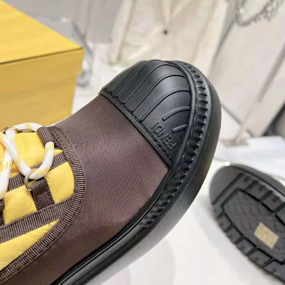 Fendi Domino Yellow Nylon Biker Boots for Women Fendi Domino Yellow Nylon Biker Boots for Women