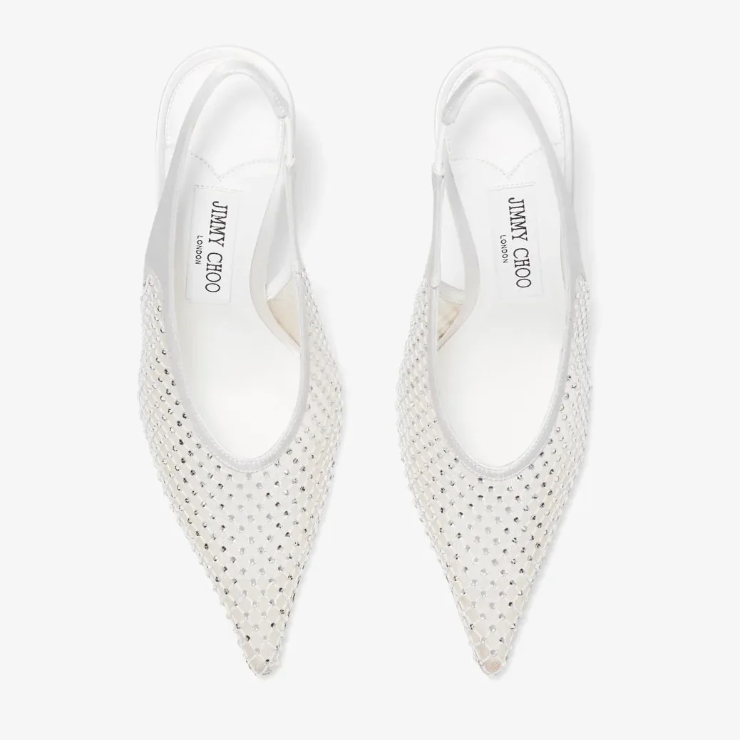 Jimmy Choo Isa 95 Crystal Mesh Pumps White ISA95QHS