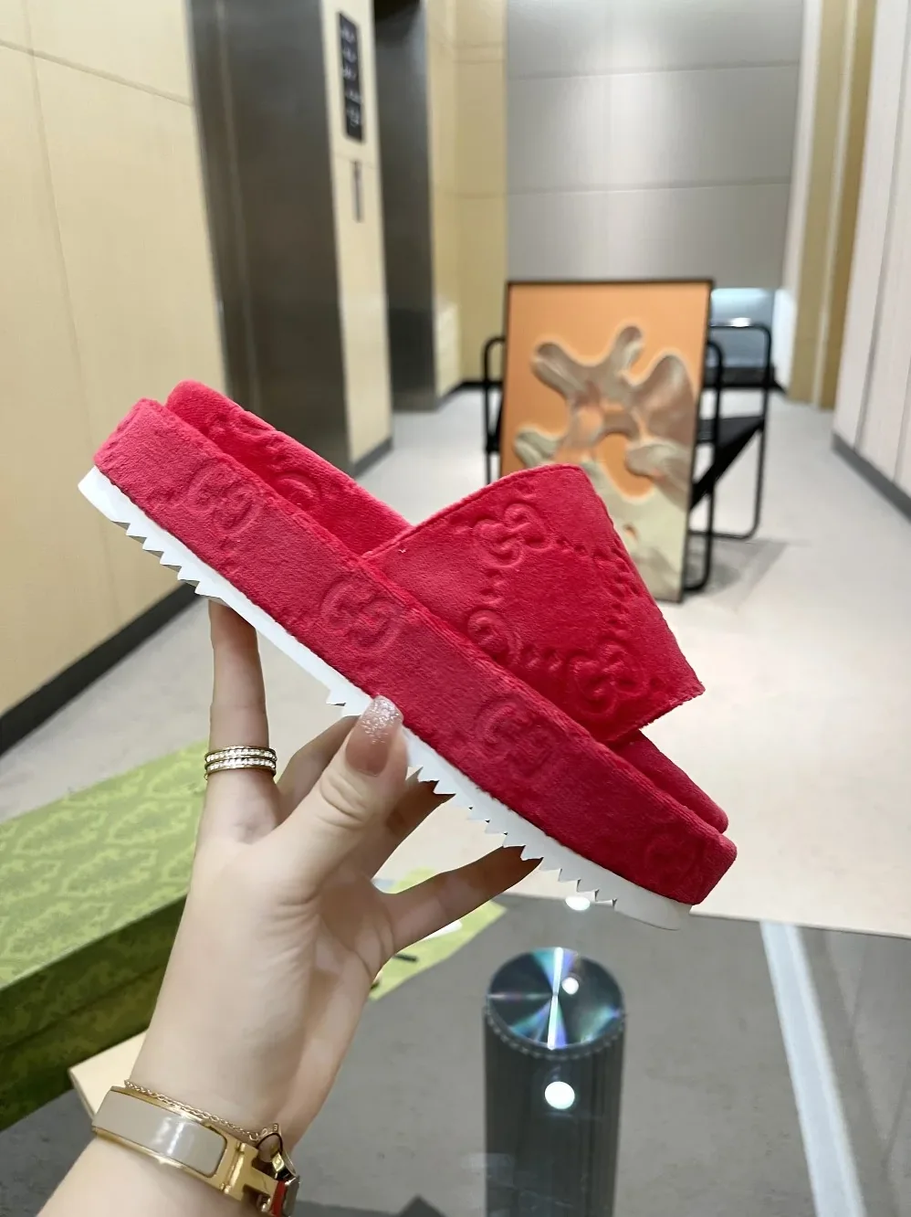 Gucci GG Platform Sandal Red for Women