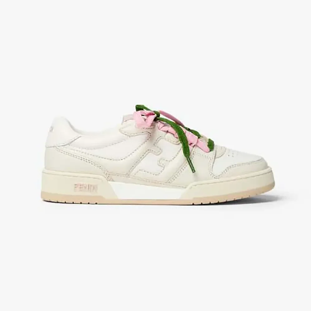 Fendi Match White Leather Low for Unisex in tops