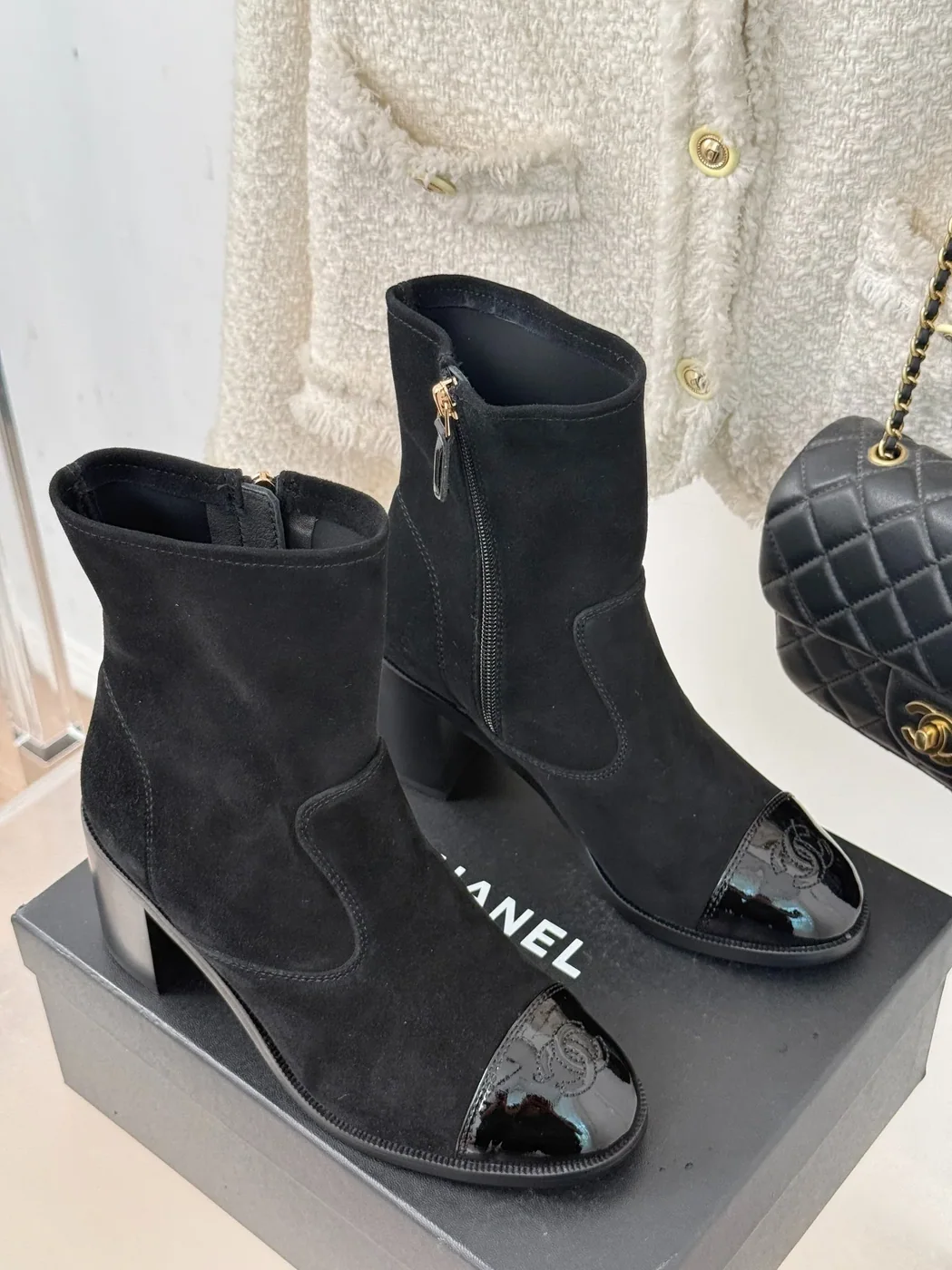 Chanel Ankle Chunky Heel Boots Black / Chanel Ankle Chunky Heel Boots Black /