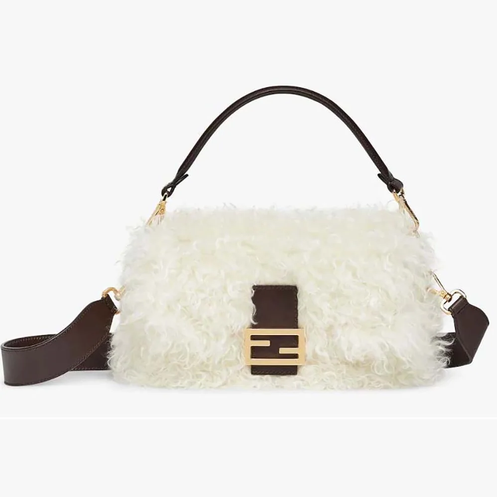 Fendi Baguette White Mohair Wool Bag for Women Fendi Baguette White Mohair Wool Bag for Women