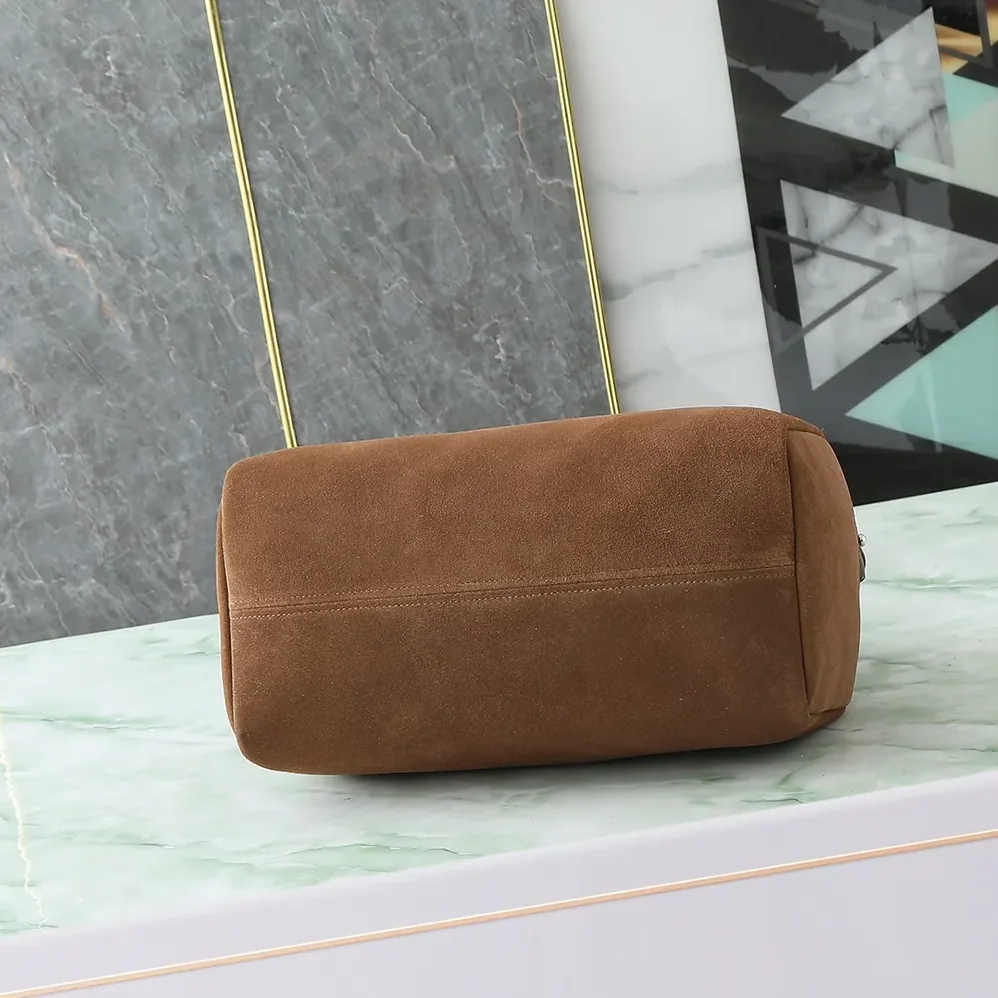 Prada Small Suede Duffle Bag for Unisex in Coffee