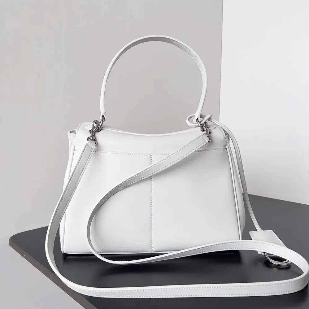 Balenciaga Rodeo Small Handbag in White Smooth Calfskin for Women in Silver