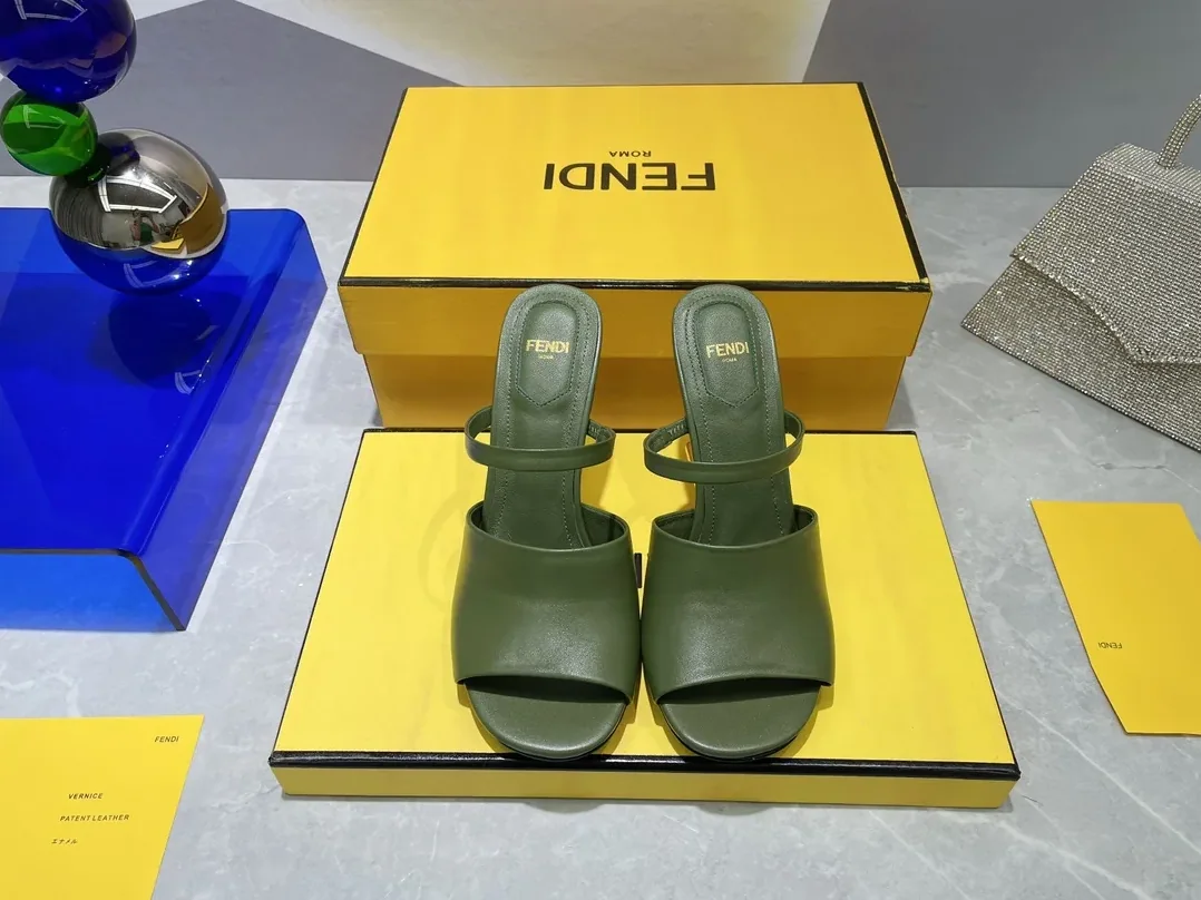 Fendi First Dark Green High in Heeled Sandals