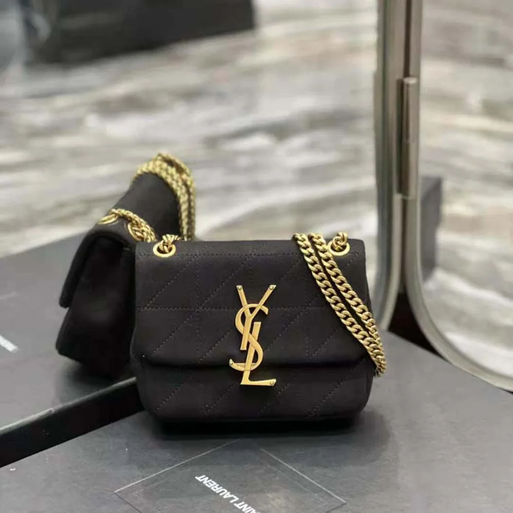 Saint Laurent YSL Jamie Mini Chain Bag Carré Rive Gauche in Jersey for Women Saint Laurent YSL Jamie Mini Chain Bag Carré Rive Gauche in Jersey for Women