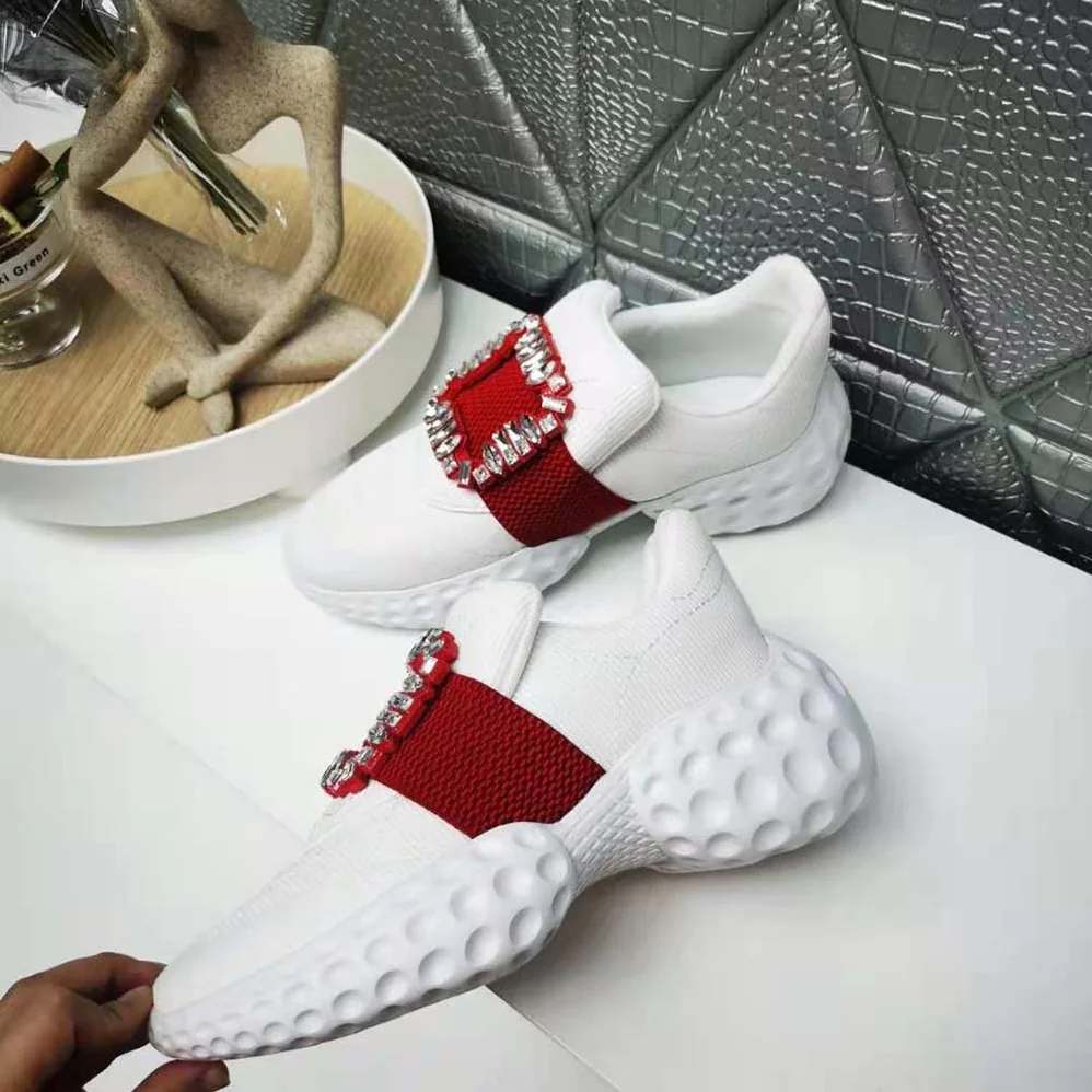 Roger Vivier Viv Run Light Strass Buckle Sneakers in Fabrics for Women Roger Vivier Viv Run Light Strass Buckle Sneakers in Fabrics for Women