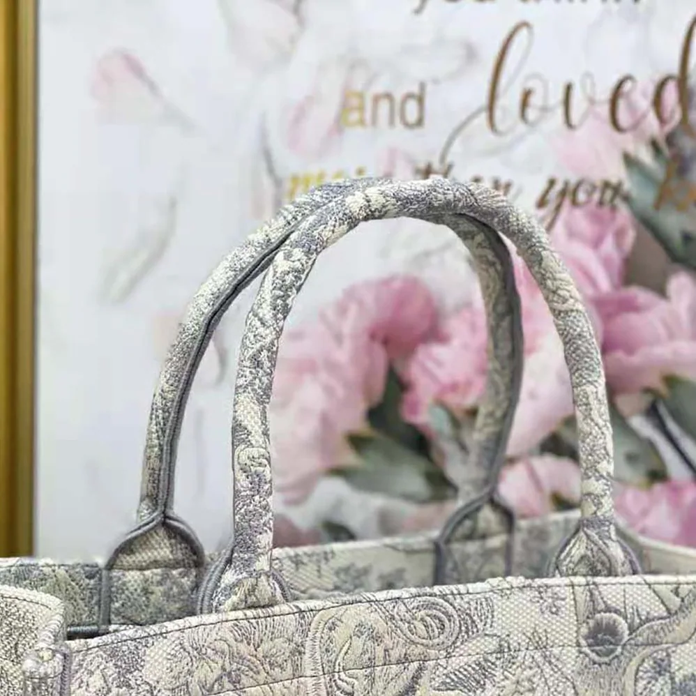 Dior Small Dior Book Tote Toile de Jouy Embroidery for Women in Silver Dior Small Dior Book Tote Toile de Jouy Embroidery for Women in Silver