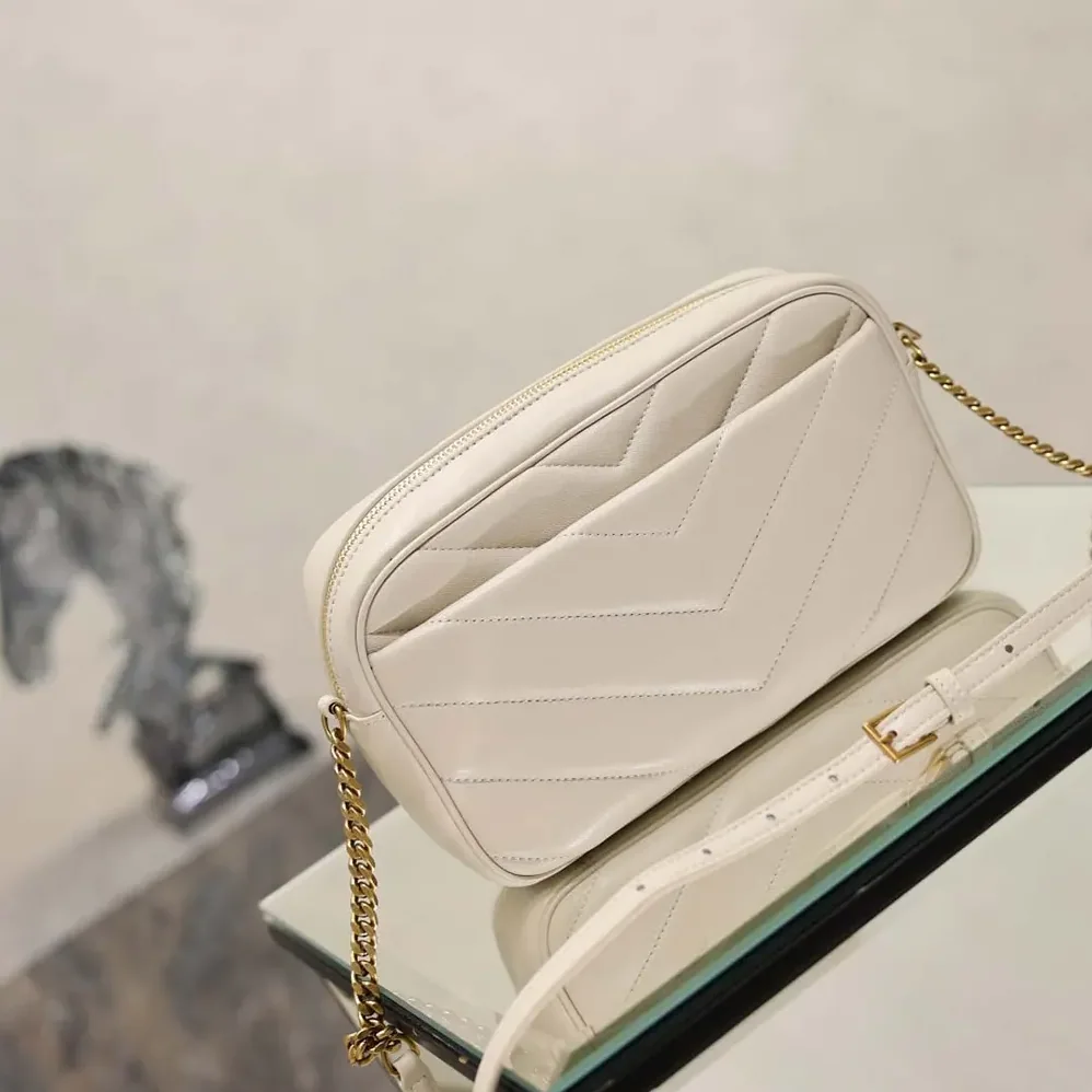 Saint Laurent YSL Loulou Camera Bag In Matelassé Lambskin for Women in White Saint Laurent YSL Loulou Camera Bag In Matelassé Lambskin for Women in White
