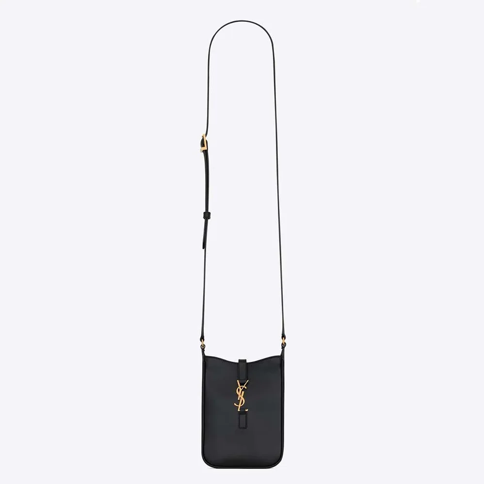 Saint Laurent YSL Le 5 à 7 Mini Vertical in Shiny Leather for Women in Black