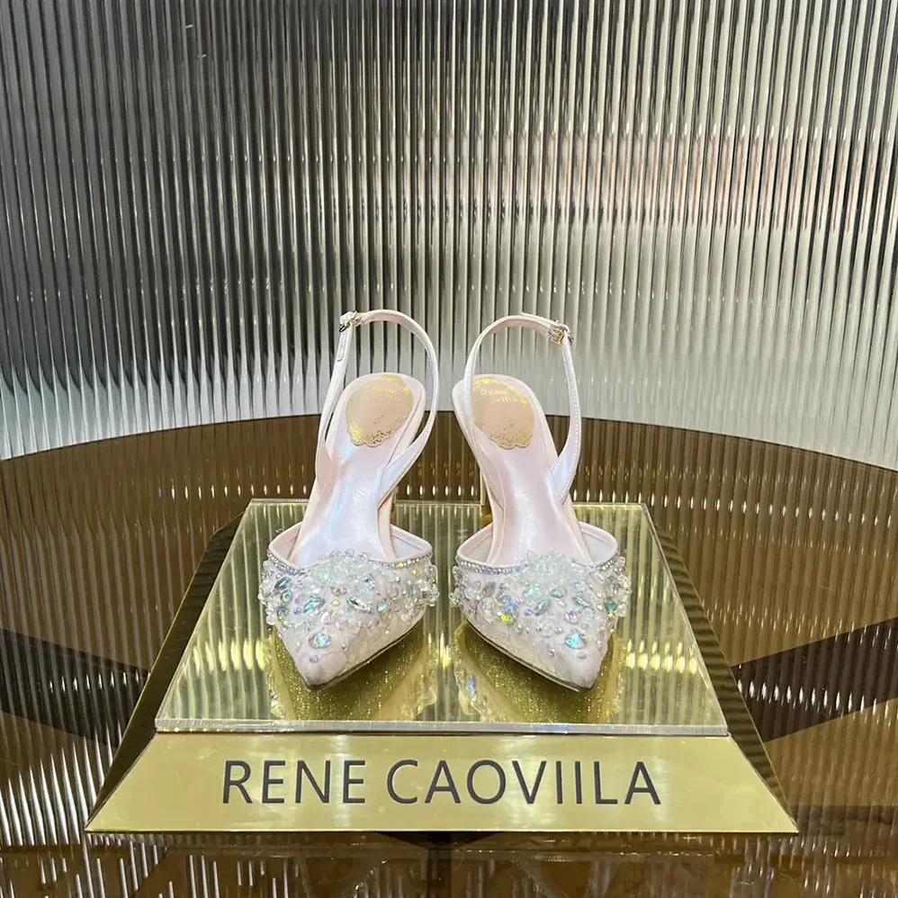 Rene Caovilla Pink Slingbacks Cinderella 75 for Women
