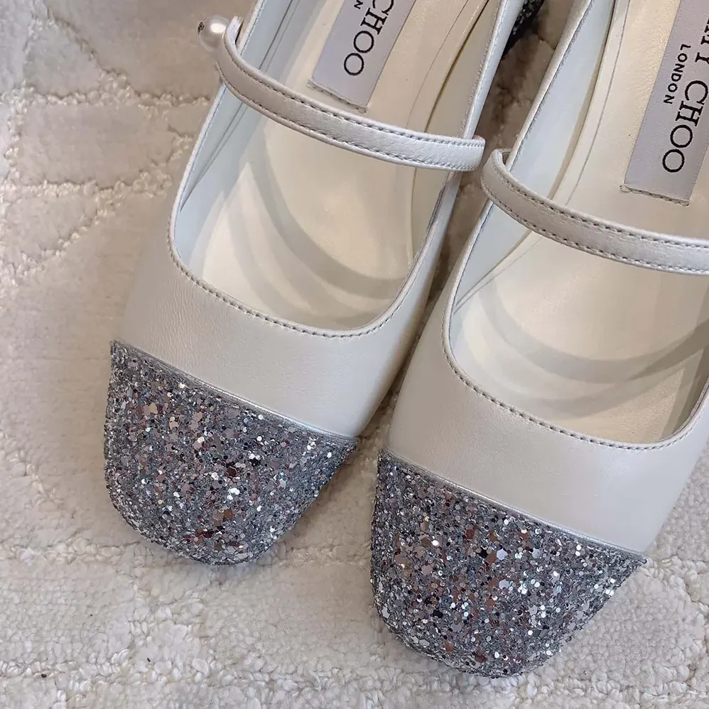 Jimmy Choo Elisa 45 Silver for Women in Latte Glitter Leather Pumps Jimmy Choo Elisa 45 Silver for Women in Latte Glitter Leather Pumps