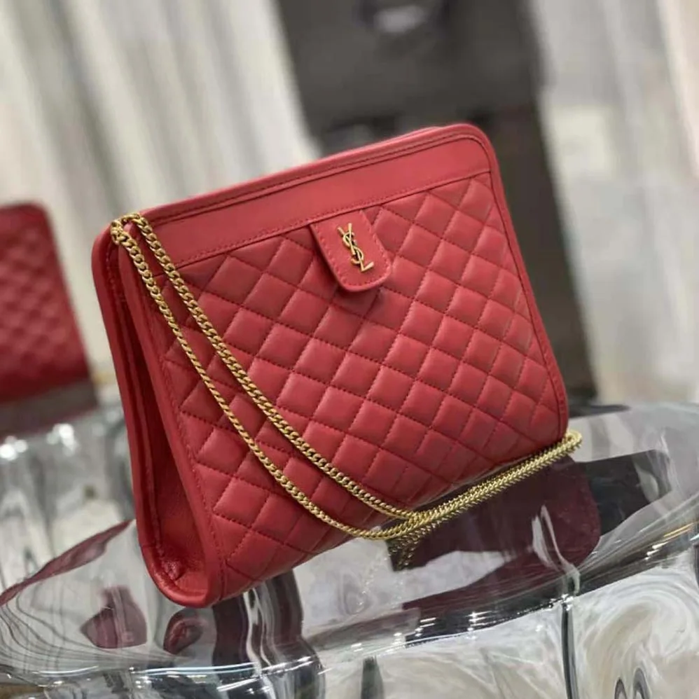 Saint Laurent YSL Victoire Baby Clutch in Leather for Women in Red