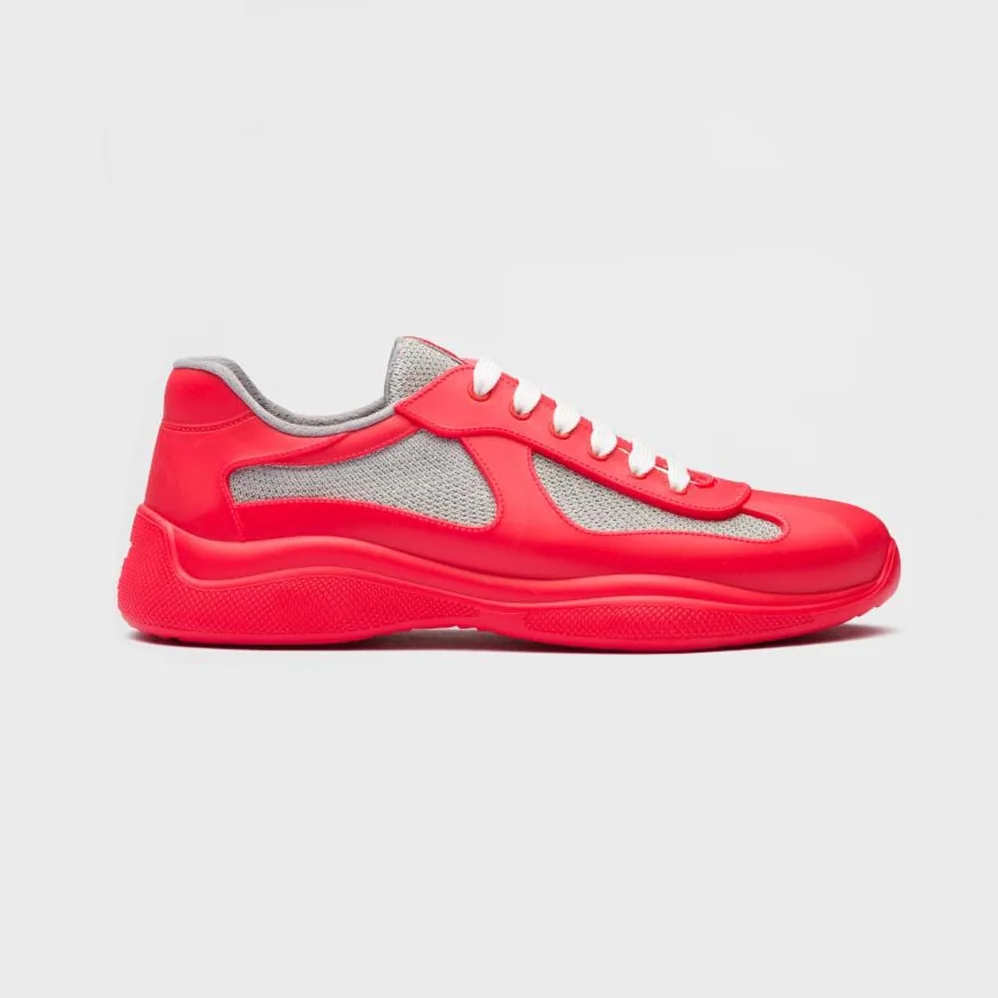 Prada America's Cup Soft Rubber and Bike Fabric Sneakers for Unisex in Red Prada America's Cup Soft Rubber and Bike Fabric Sneakers for Unisex in Red