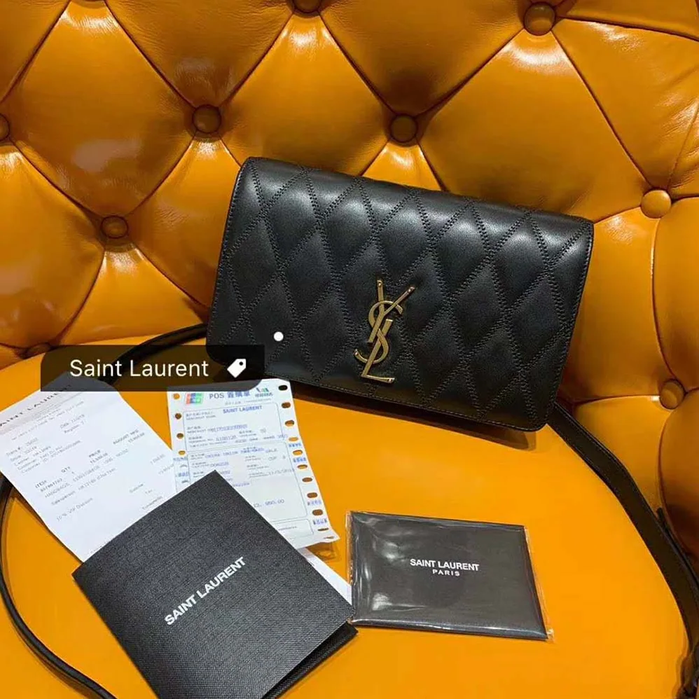 Saint Laurent YSL Angie Chain Bag Diamond-Quilted Lambskin for Women in Black Saint Laurent YSL Angie Chain Bag Diamond-Quilted Lambskin for Women in Black