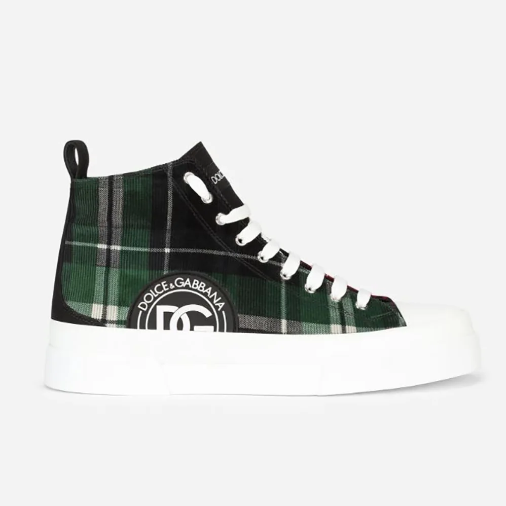 Dolce Gabbana D&G Two-Tone Tartan Portofino Light Mid for Unisex in Top Sneakers