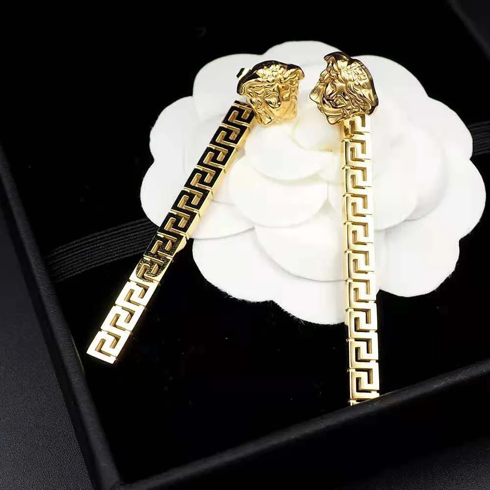 Versace Greca Drop Earrings for Women in Gold