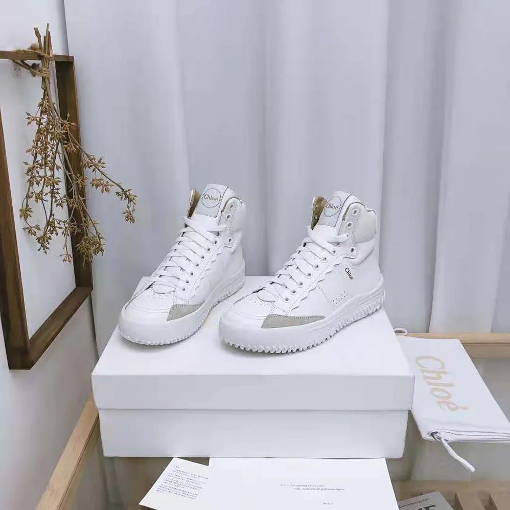 Chloe Franckie High-Top Sneaker in Smooth Calfskin for Women in White Chloe Franckie High-Top Sneaker in Smooth Calfskin for Women in White