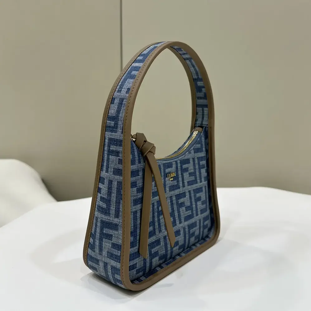 Fendi Mini Fendessence Light Blue FF Denim Fabric Mini Bag for Women