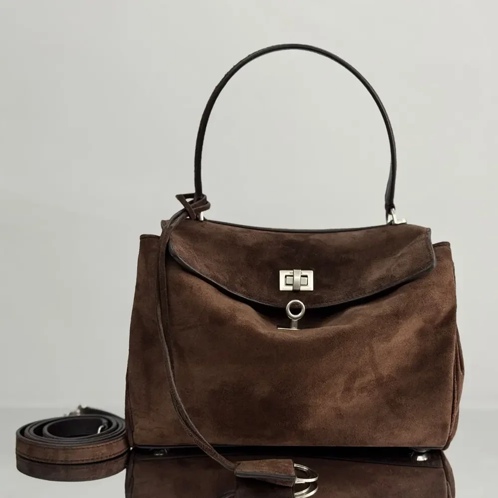 Balenciaga Rodeo Handbag Small In Light Espresso Waxed Suede Calfskin and Smooth Calfskin for Women Balenciaga Rodeo Handbag Small In Light Espresso Waxed Suede Calfskin and Smooth Calfskin for Women