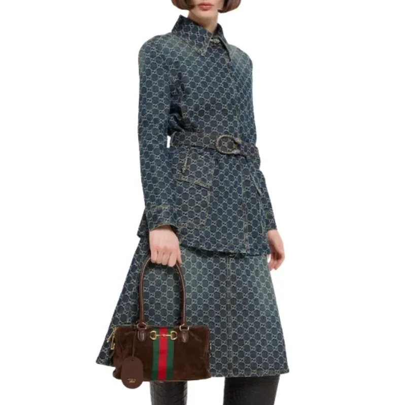 Gucci Borsetto Medium Boston Shoulder Bag in Brown Gold Hardware
