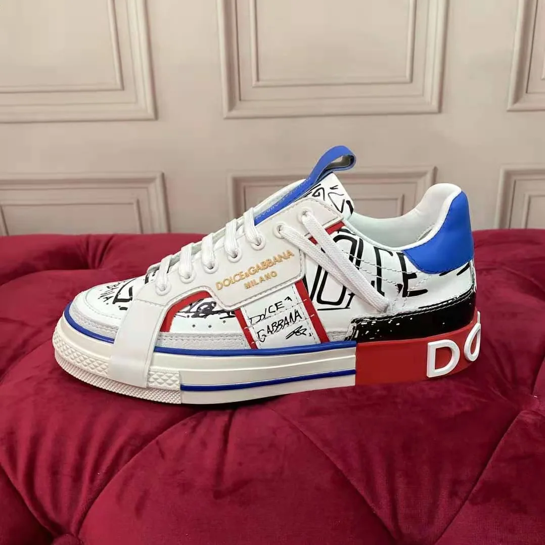 Dolce Gabbana D&G Graffiti-Print Calfskin Custom 2.Zero Sneakers for Men Dolce Gabbana D&G Graffiti-Print Calfskin Custom 2.Zero Sneakers for Men