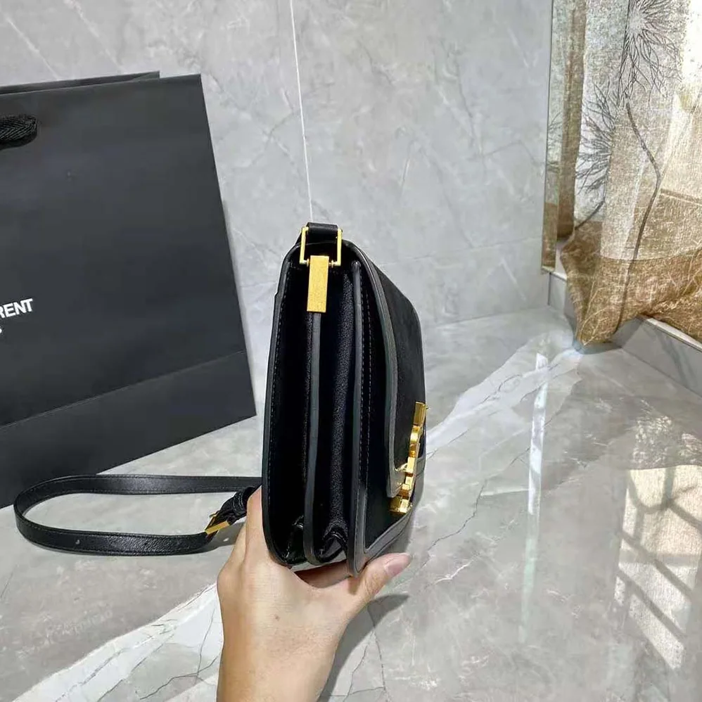 Saint Laurent YSL Solferino Medium Soft Satchel in Bsuede and Smooth Leather for Women Saint Laurent YSL Solferino Medium Soft Satchel in Bsuede and Smooth Leather for Women
