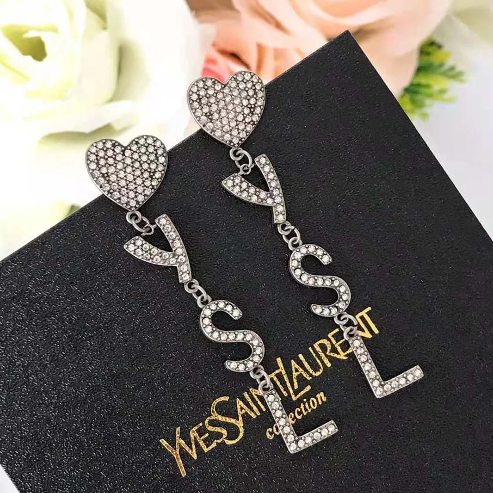 Saint Laurent YSL Opyum YSL Heart Earrings in Metal and Crystal for Women Saint Laurent YSL Opyum YSL Heart Earrings in Metal and Crystal for Women