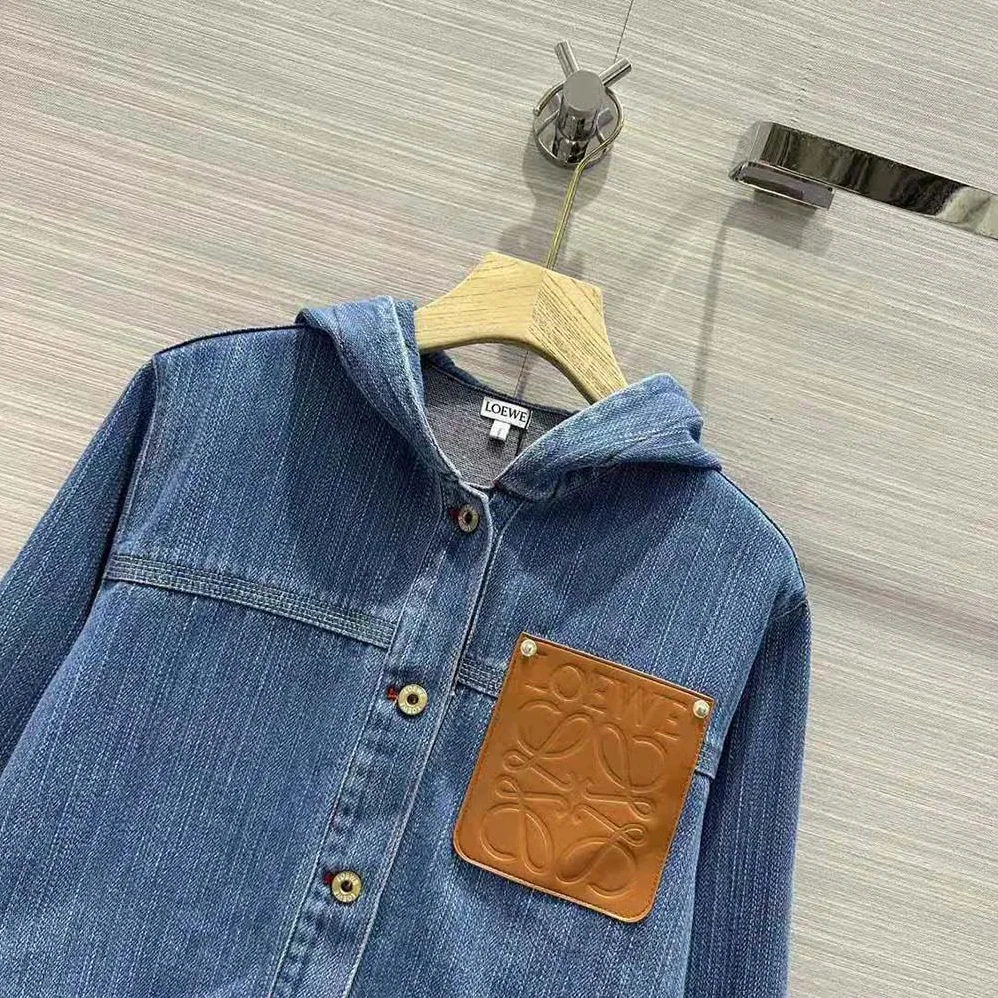 Loewe Cropped Workwear Jacket in Denim for Women Loewe Cropped Workwear Jacket in Denim for Women