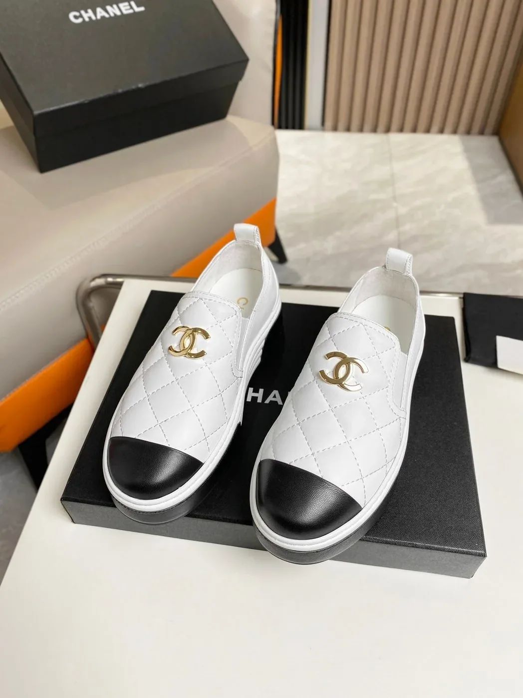 Chanel Platform Casual Plain White Chanel Platform Casual Plain White