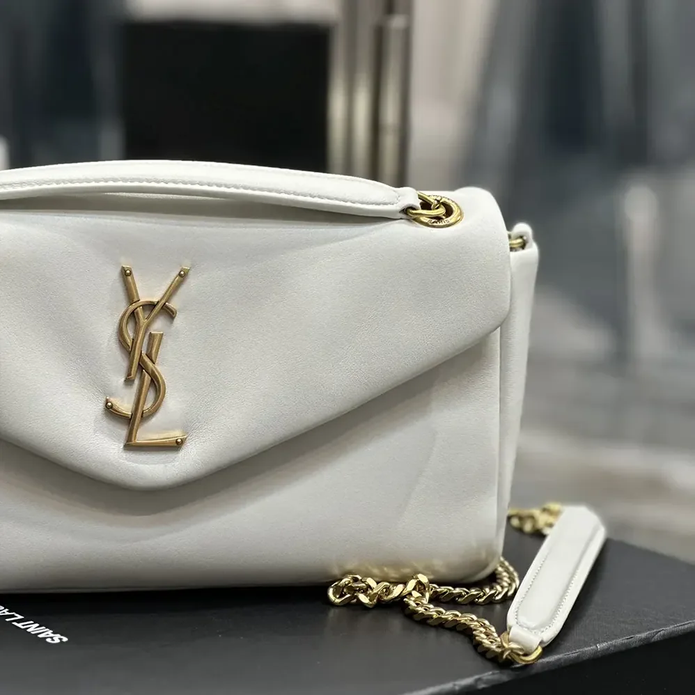 Saint Laurent YSL Calypso in Plunged Lambskin for Women in White