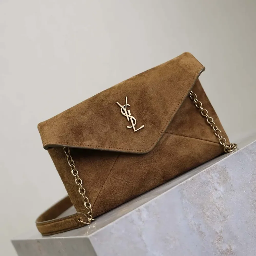 Saint Laurent YSL Cassandre Small Chain Pouch In Suede 19cm for Women Saint Laurent YSL Cassandre Small Chain Pouch In Suede 19cm for Women