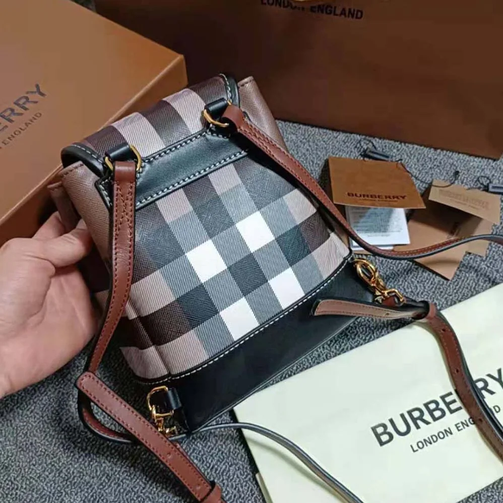 Burberry Check Micro Backpack in Calf Leather for Women Burberry Check Micro Backpack in Calf Leather for Women