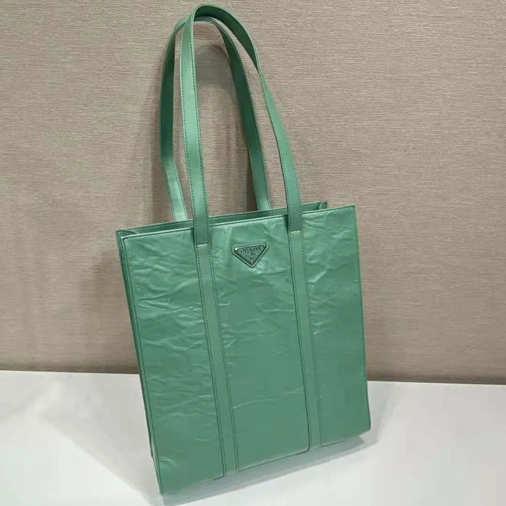 Prada Small Antique Nappa Leather Tote for Women in Green