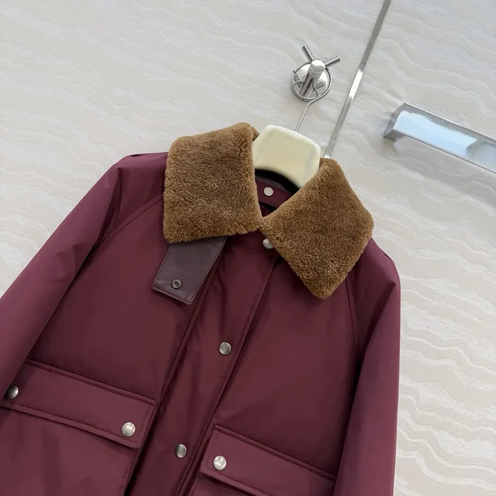 Loewe Puffer in Shearling and Cotton Blend for Men in Burgundy