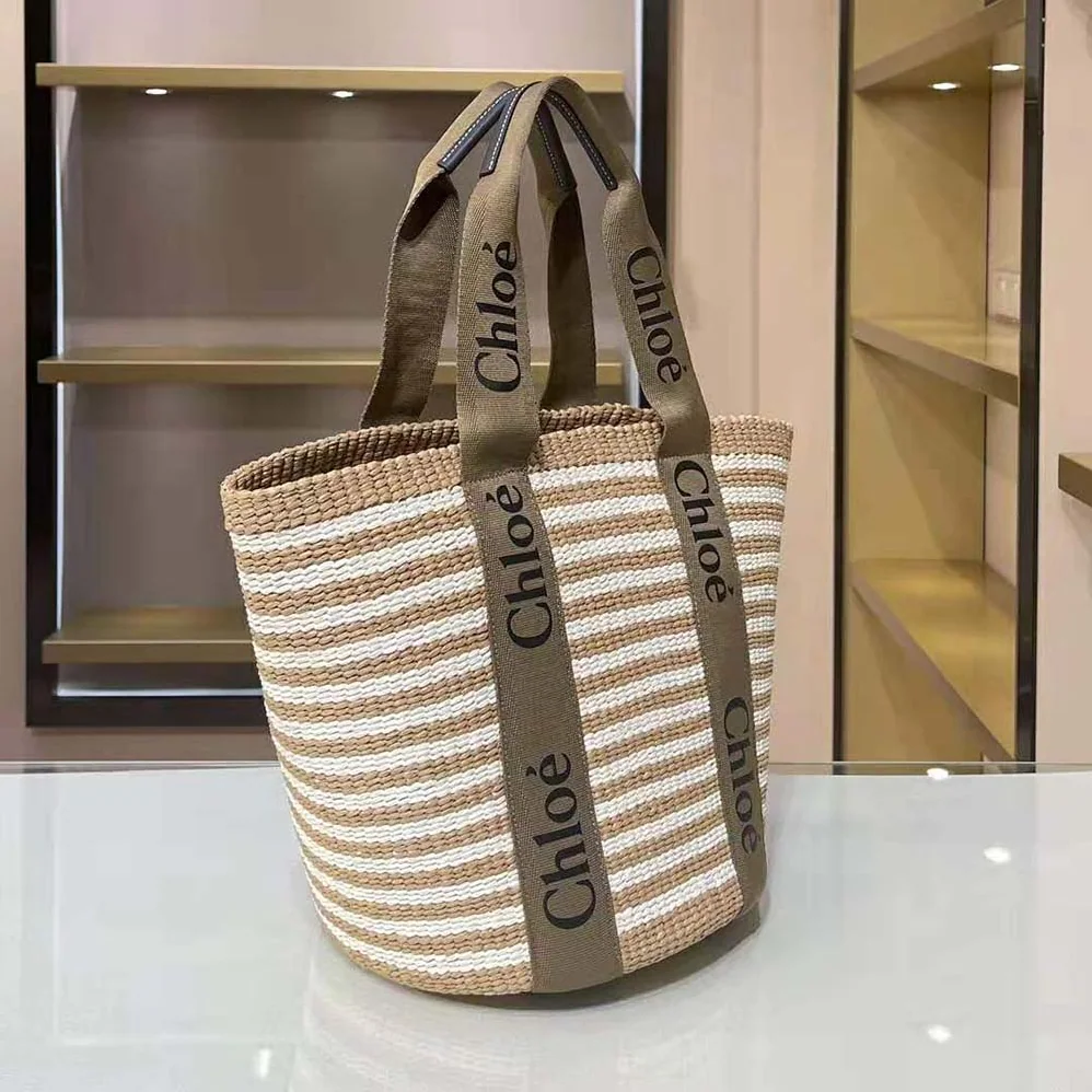 Chloe Large Woody basket in Fair-Trade Paper with the Woody Ribbon for Women