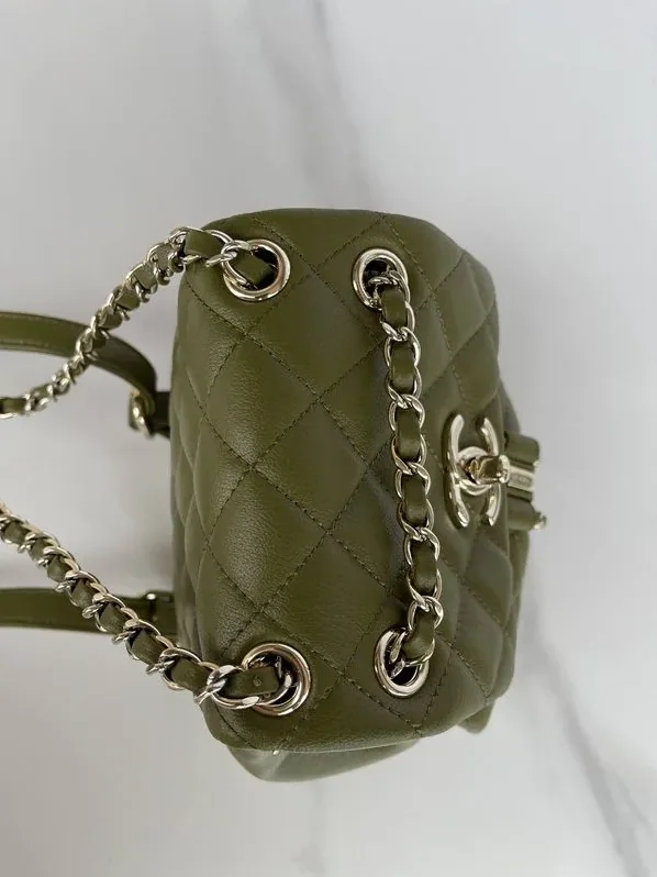 Chanel Small Backpack in Green Khaki Gold Hardware Chanel Small Backpack in Green Khaki Gold Hardware